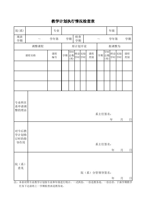 教学计划执行情况检查表