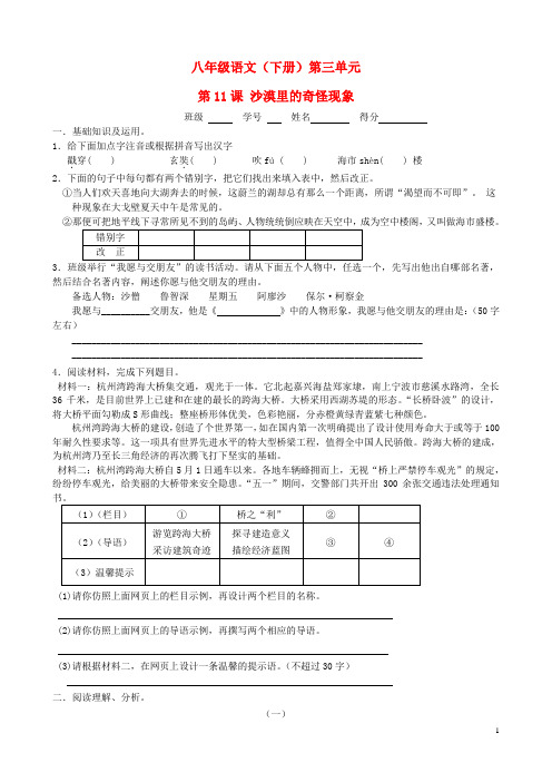 精品教案学案苏教版《沙漠里的奇怪现象》课时训练及答案(清风语文)