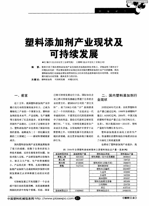 塑料添加剂产业现状及可持续发展