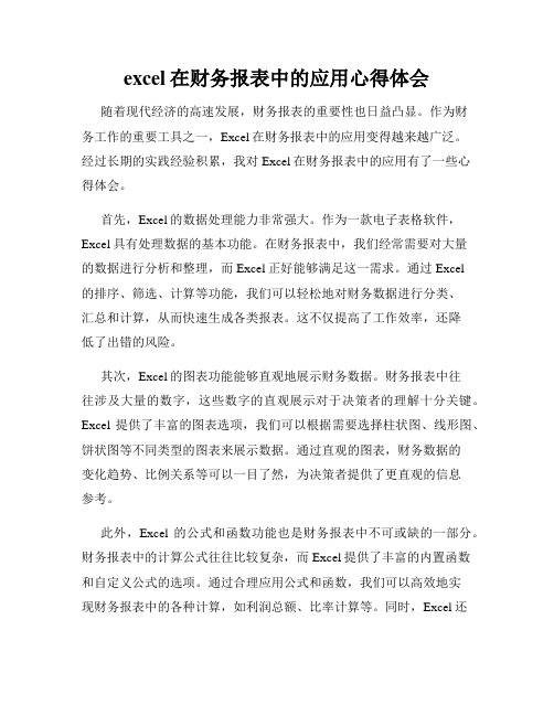 excel在财务报表中的应用心得体会