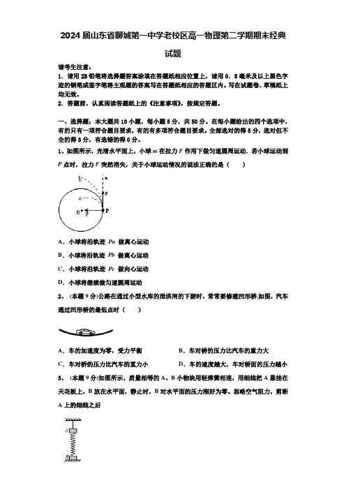 2024届山东省聊城第一中学老校区高一物理第二学期期末经典试题含解析