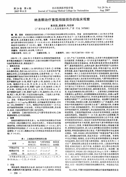 纳洛酮治疗重型颅脑损伤的临床观察