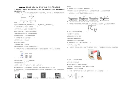 2019-2020学年山东省枣庄市台儿庄区八年级(上)期末物理试卷含解析