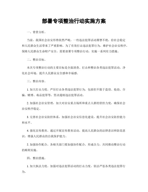 部署专项整治行动实施方案