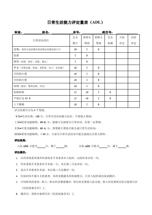 (完整版)日常生活能力评定量表