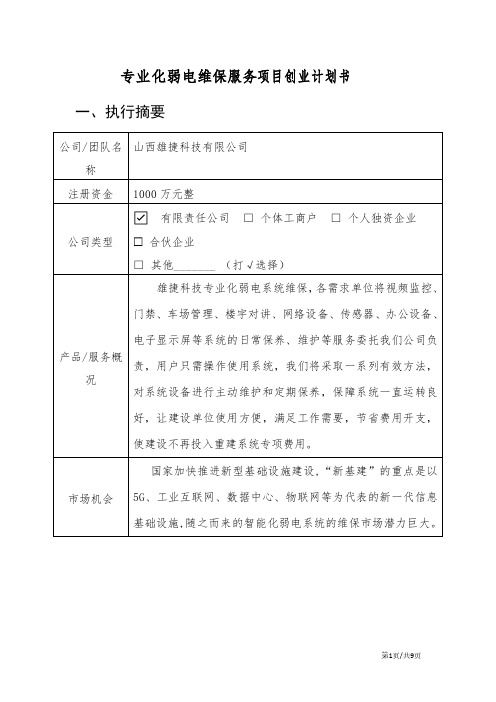 弱电维保项目计划书