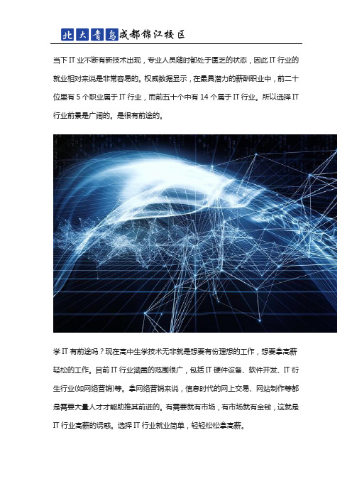 学IT有前途吗?高中生能学IT技术吗