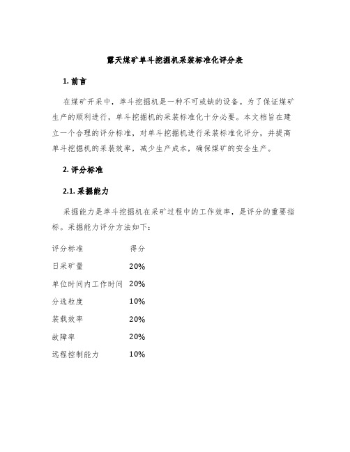 露天煤矿单斗挖掘机采装标准化评分表