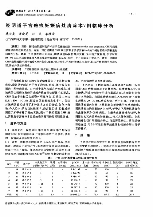 经阴道子宫瘢痕妊娠病灶清除术7例临床分析