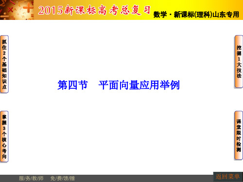 2015届高三数学(理,山东版)一轮课件：第4章 第4节 平面向量应用举例