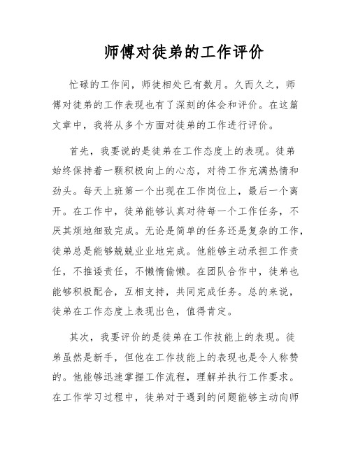 师傅对徒弟的工作评价