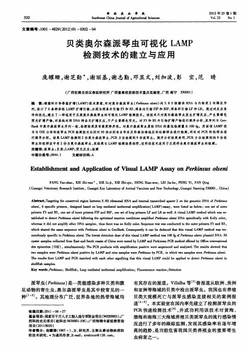 贝类奥尔森派琴虫可视化LAMP检测技术的建立与应用