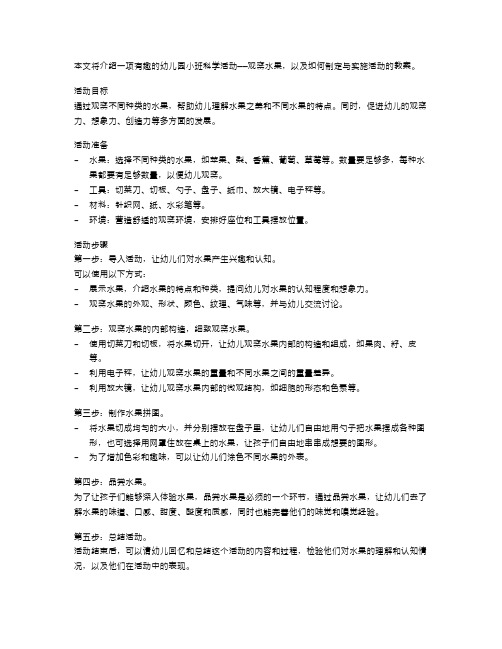 《细致观察水果之美》幼儿园小班科学活动教案