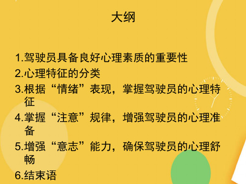 驾驶员心理素质培训完整PPT资料