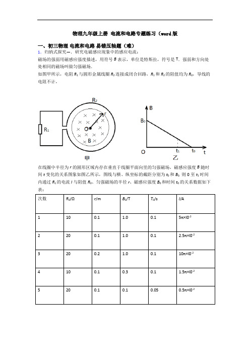 物理九年级上册 电流和电路专题练习(word版