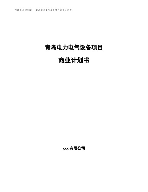 青岛电力电气设备项目商业计划书