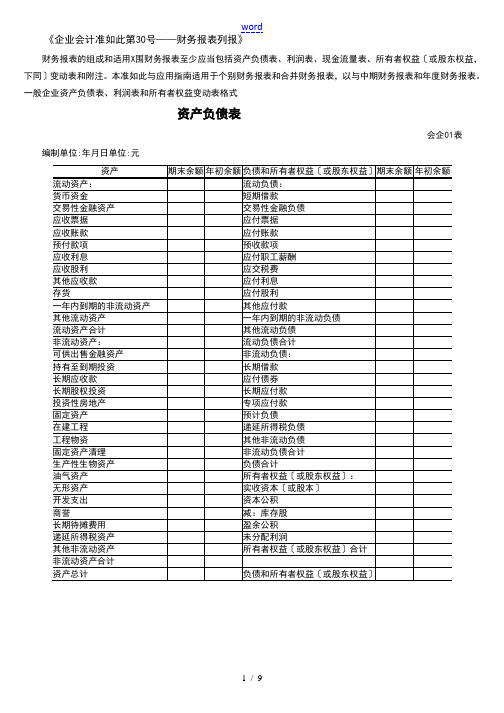 新会计准则全套报表实用模板