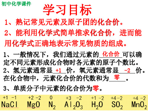 初中化学自然界的水之化合价课件