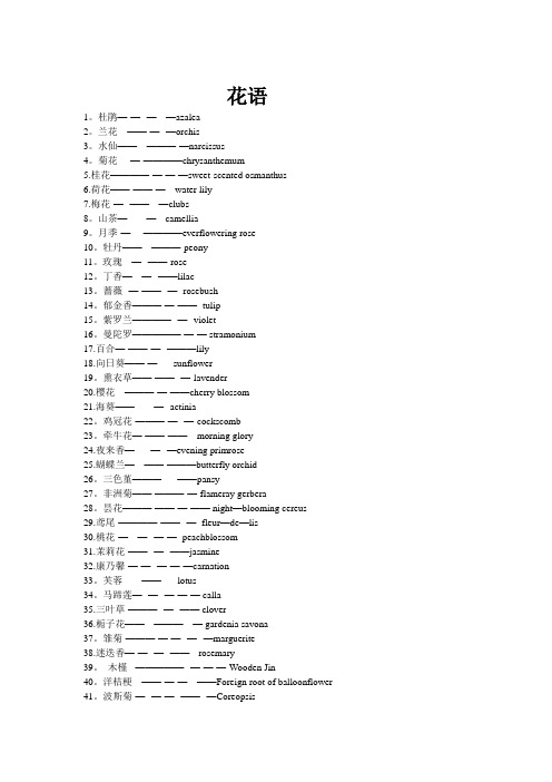 各种花的英文名