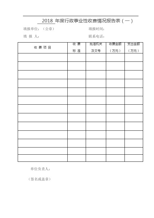 2018 年度行政事业性收费情况报告表(一) .doc