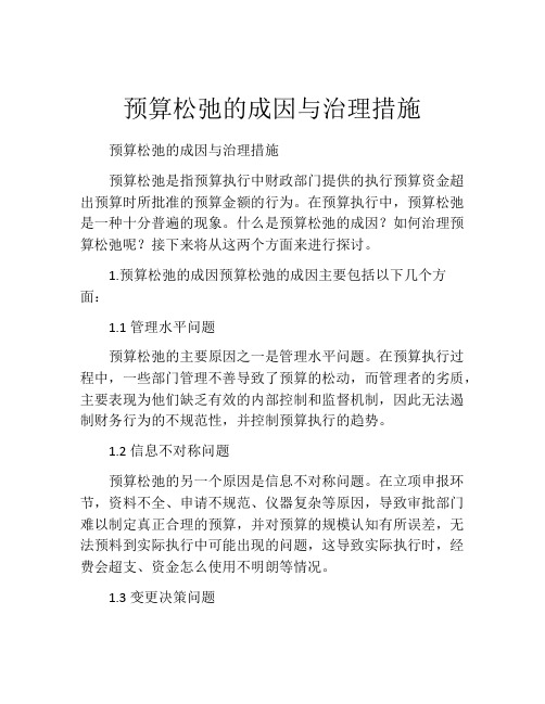 预算松弛的成因与治理措施