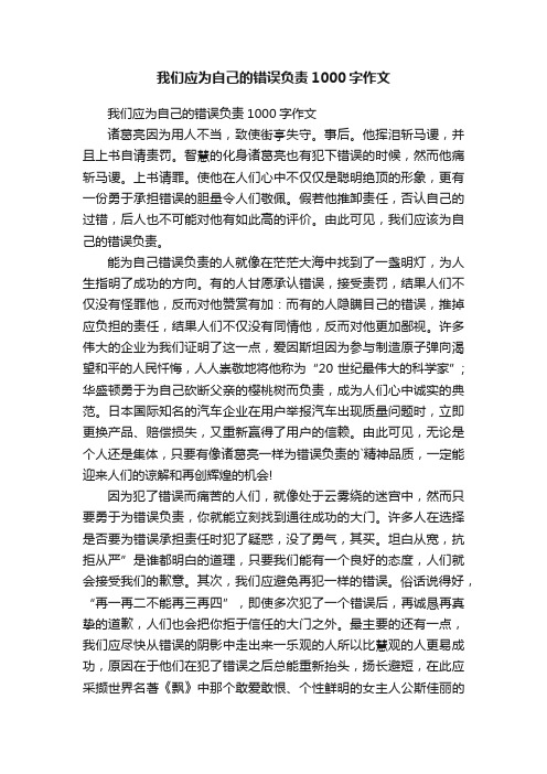 我们应为自己的错误负责1000字作文