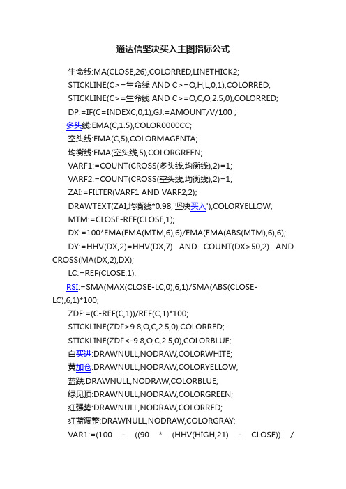 通达信坚决买入主图指标公式