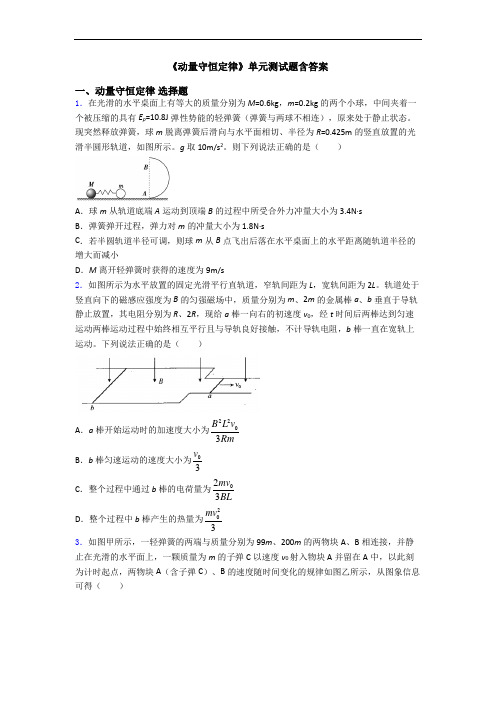 《动量守恒定律》单元测试题含答案