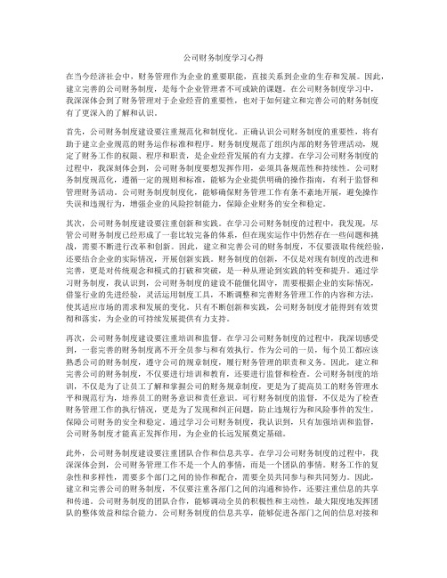 公司财务制度学习心得