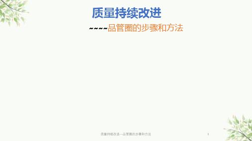 质量持续改进—品管圈的步骤和方法课件