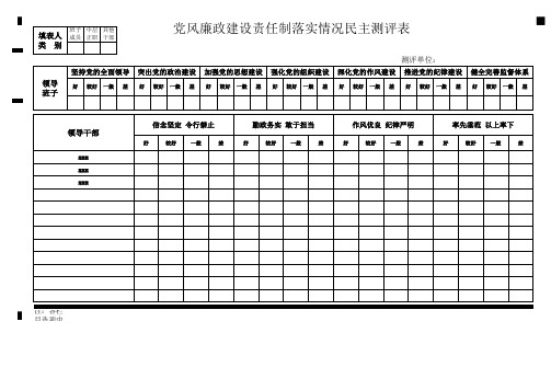 (此表为准)党风廉政建设责任制落实情况民主测评表