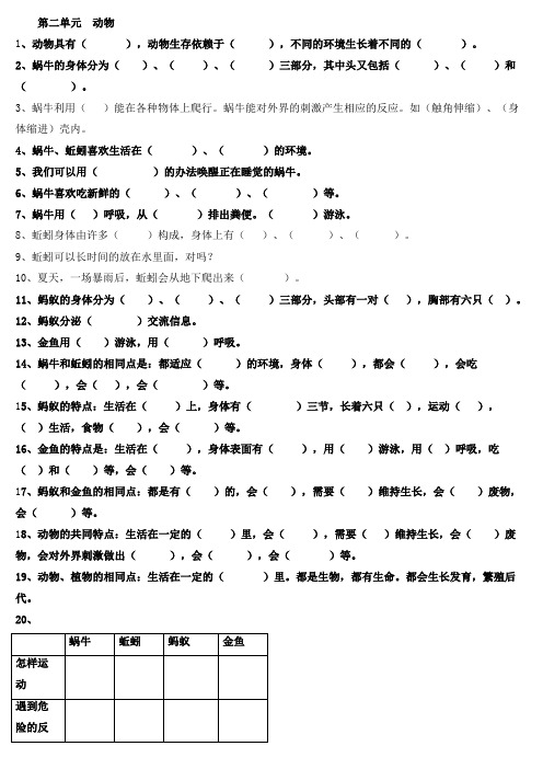 教科版科学三年级上册第二单元知识点