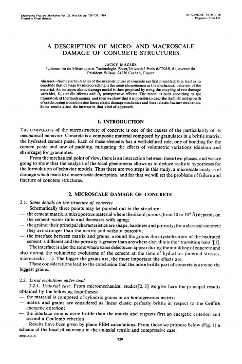 A description of micro- and macroscale damage of concrete structures