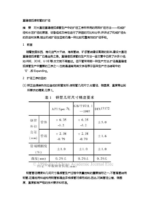 直缝埋弧焊钢管的扩径