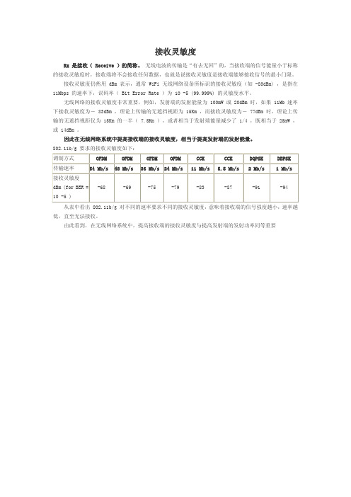 接收灵敏度指标分析