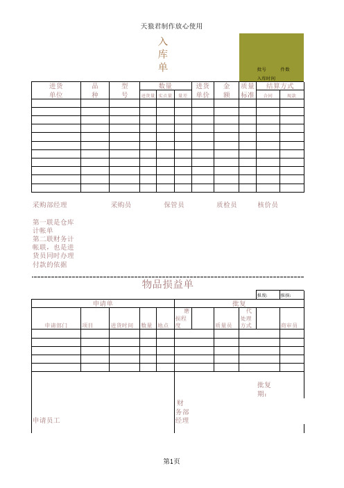 【企业管理表格】收货单-库存盘点表.xls