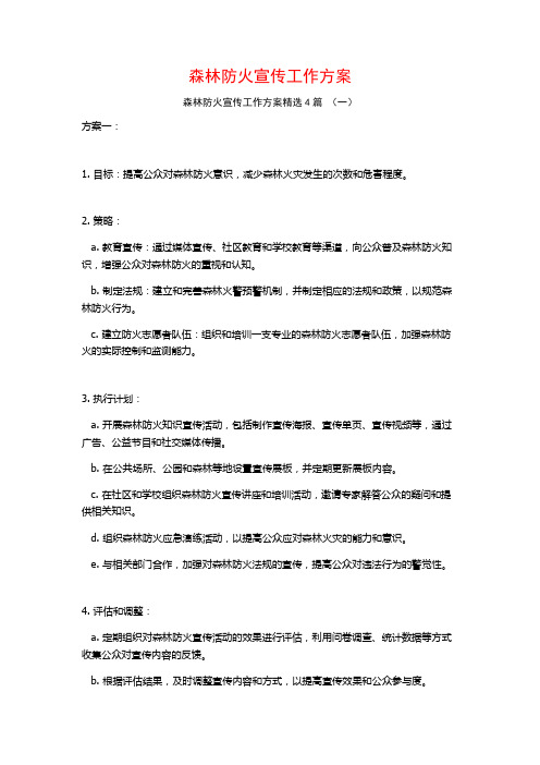 森林防火宣传工作方案4篇