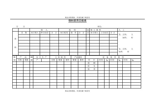 物料使用日报表模板