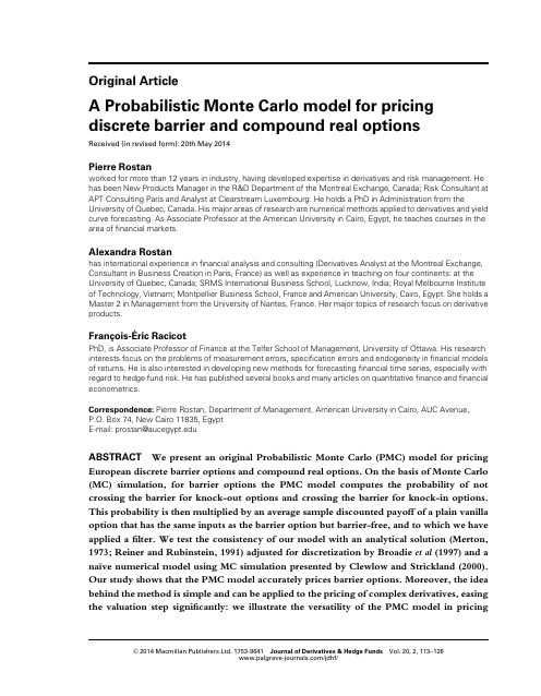 A Probabilistic Monte Carlo model