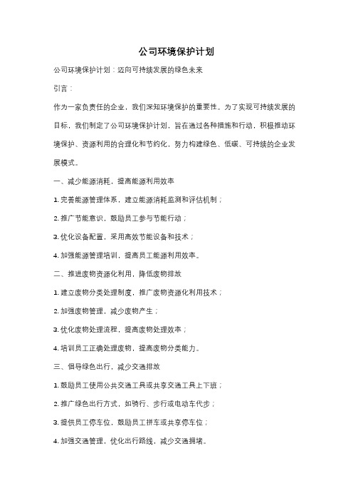 公司环境保护计划