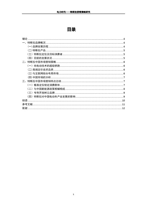 (完整版)电力时代——特斯拉营销策略研究