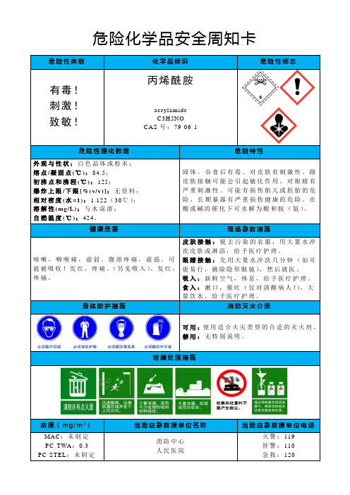 丙烯酰胺-危险化学品安全周知卡