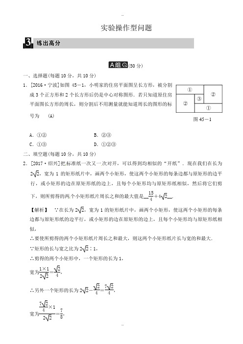 2019-2020学年中考数学全程演练《实验操作型问题》有标准答案