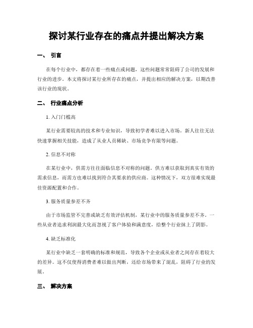 探讨某行业存在的痛点并提出解决方案