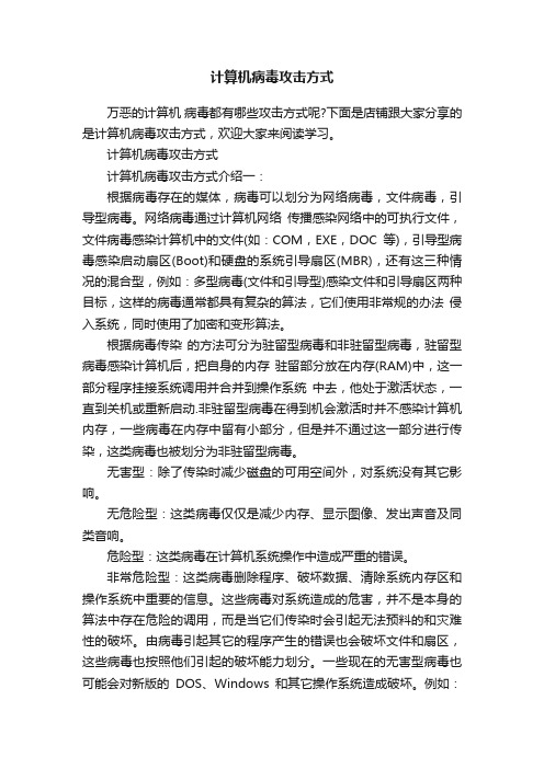 计算机病毒攻击方式