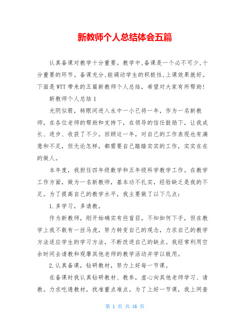 新教师个人总结体会五篇