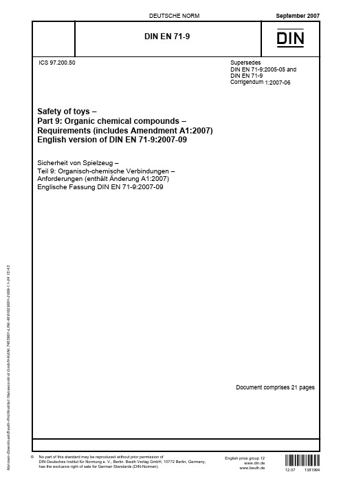 EN71-9 A1 2007 Organic chemical compounds
