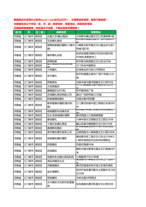 2020新版河南省三门峡市湖滨区婚庆公司工商企业公司商家名录名单黄页联系电话号码地址大全55家