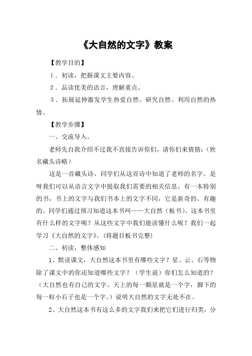 《大自然的文字》教案_教案教学设计_1