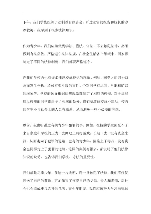 青少年法治教育片马仔学习感悟3